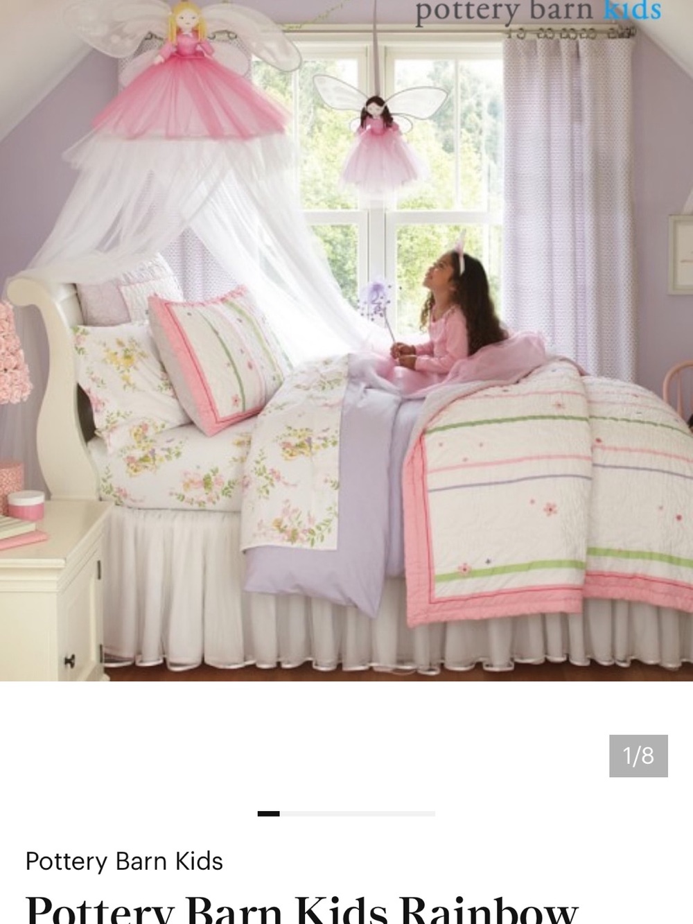 Pottery Barn Kid fairy ballerina princess doll canopy net curtain cover rare HTF